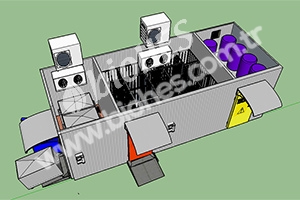 Portable waste storage with three-part cooling  system. (Top View)