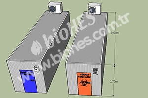 Portable waste storage with modular cooling system.